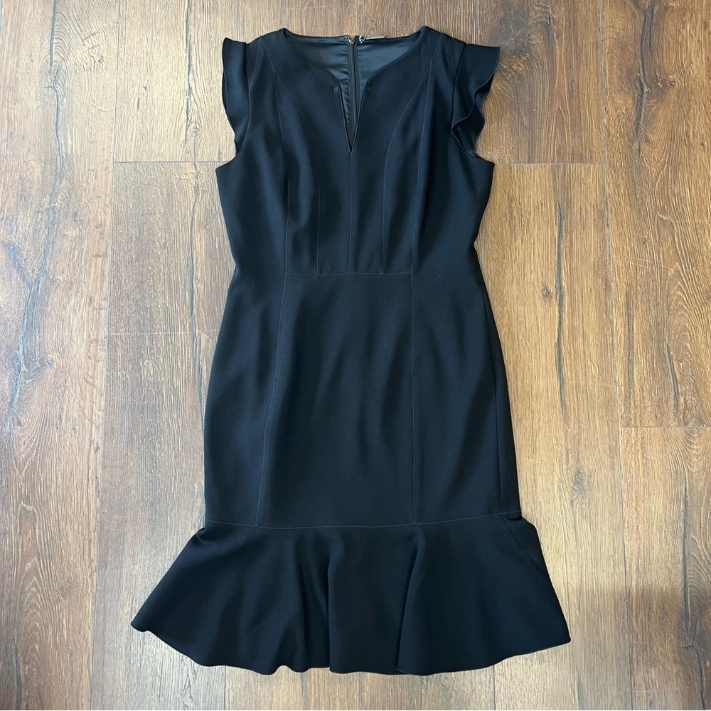 Elie Tahari Black Ruffle Dress Sz 6/8